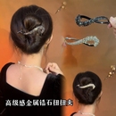 高级感发夹女后脑勺盘发抓夹气质一字夹青蛙扣扭扭夹发卡头饰发饰