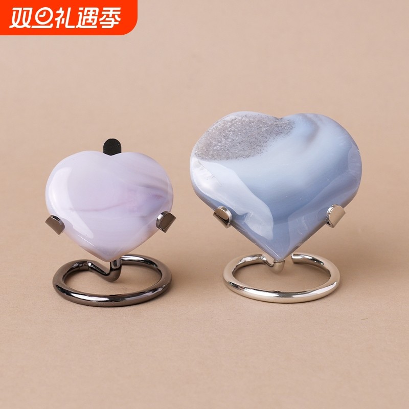 水晶展示架原石矿标心形水晶簇矿石化石标本收纳金属底座支架子