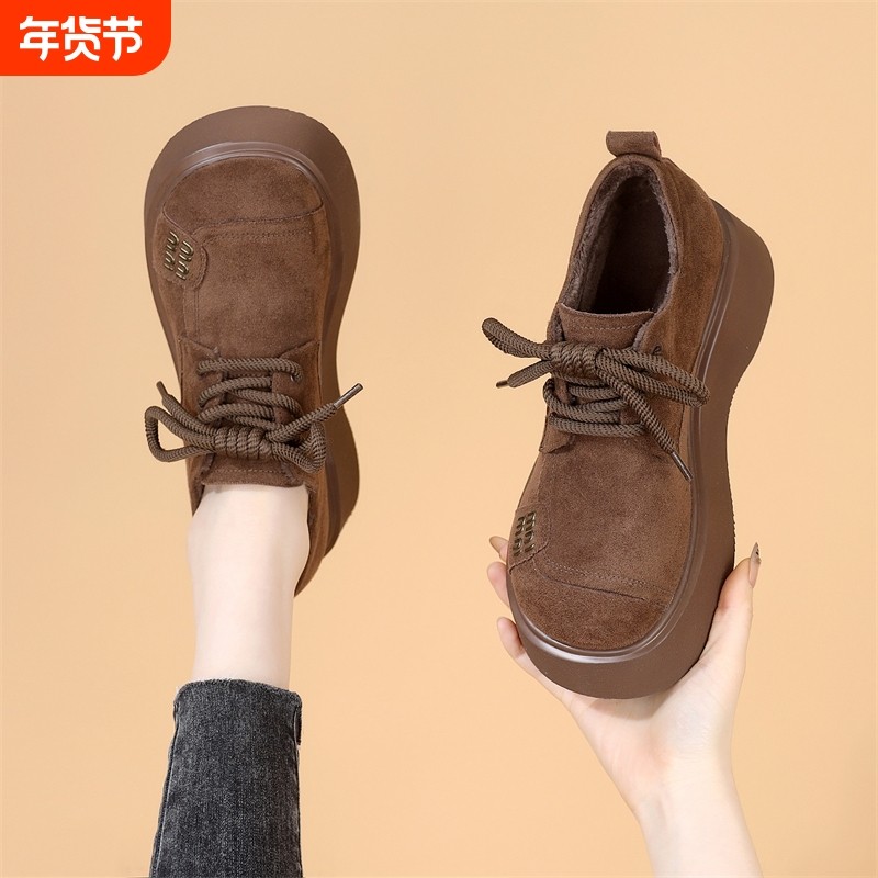 翻毛厚底勃肯单鞋女2025年新款秋季气质百搭轻便显脚乐福鞋圆头,女鞋,乐福鞋（豆豆鞋）,淘宝优惠券,粉丝福利购,淘宝优惠卷