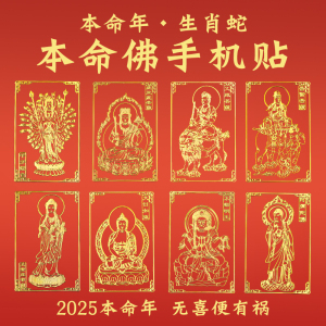 普陀山手机贴后壳2025年本命年属蛇猪虎猴龙太岁化护身符手机贴纸