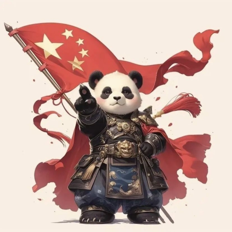 爱国熊猫红旗个性车贴装饰贴画贴墙防水国庆室内自贴自粘车身超大图片