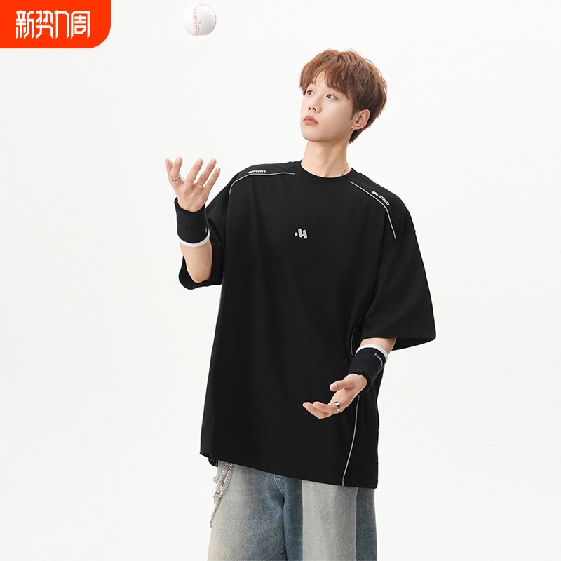 索罗娜短袖T恤男女夏季新款潮牌宽松设计感半袖百搭情侣休闲上衣