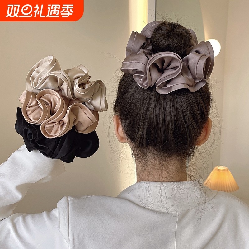 法式设计感木耳边大肠发圈ins感缎面头绳女简约气质新款发绳