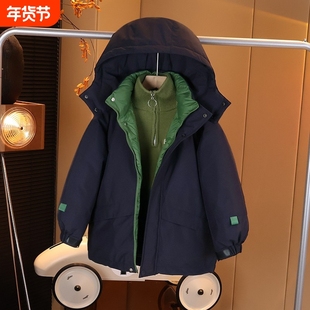 男童时尚石墨烯云绒棉服连帽棉袄外套保暖2025新款中大童冬装男孩