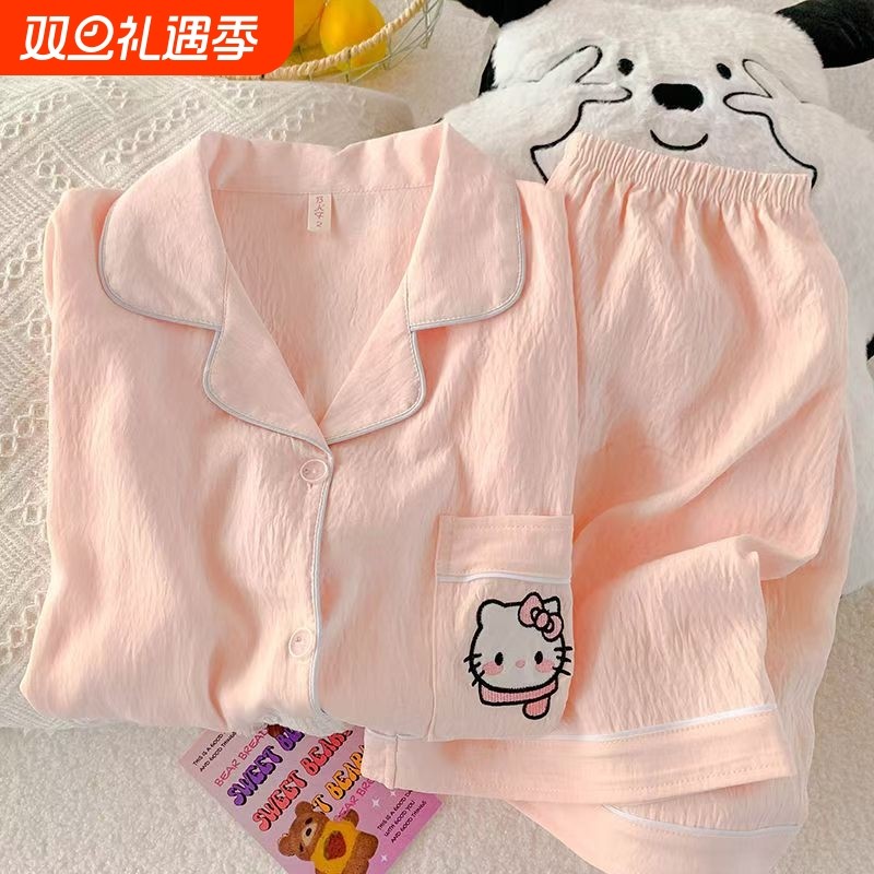 睡衣女夏季薄款纯棉短袖短裤云朵棉甜美可爱可外穿家居服套装睡眠