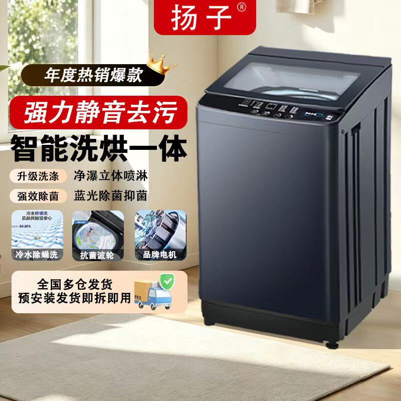 扬子10KG全自动洗衣机家用大容量波轮小型宿舍出租房用洗烘一体