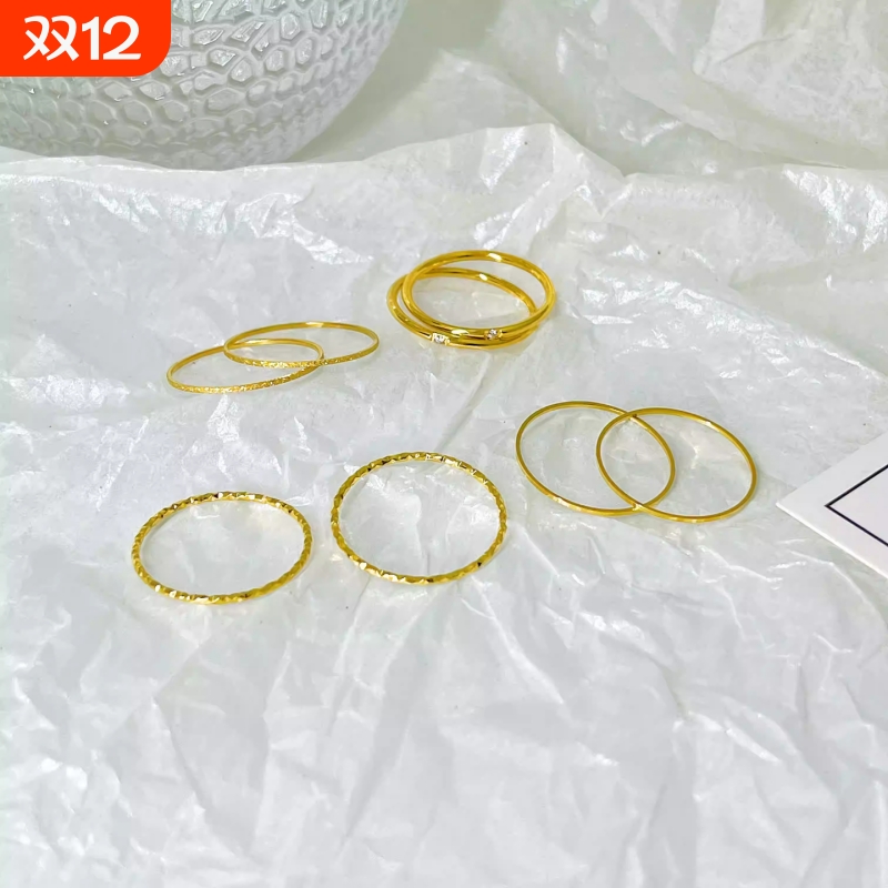 叠戴戒指2025新款爆款素圈戒指极细戒指女轻奢高级感食指戒指尾戒