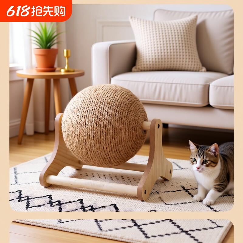 剑麻猫抓球耐磨不掉屑立式猫猫玩具自嗨解闷猫咪磨爪球耐抓幼猫
