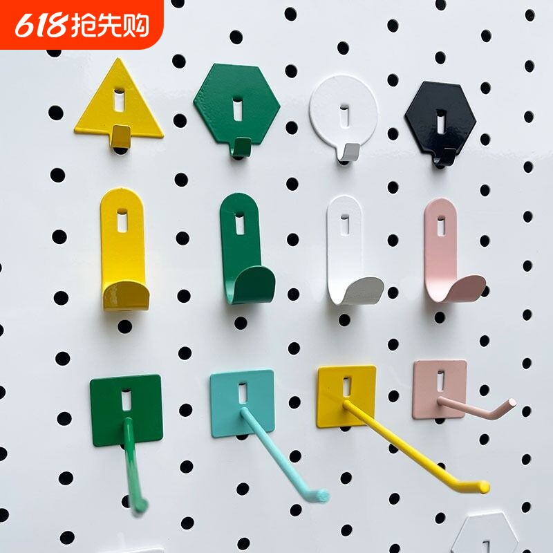 孔板洞洞板挂钩配件书桌收纳超市货架饰品手机展示装饰直钩卧室