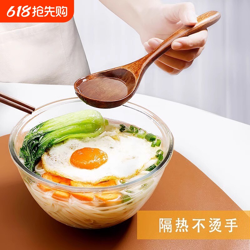 木头勺子吃饭用家用长柄大号木质勺干饭盛汤吃播嗦粉日式拉面小勺