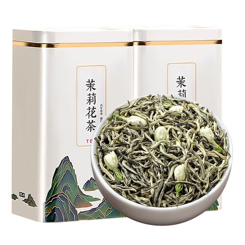 茉莉花茶白毫毛尖绿茶雪芽浓香型茶叶礼盒装400g