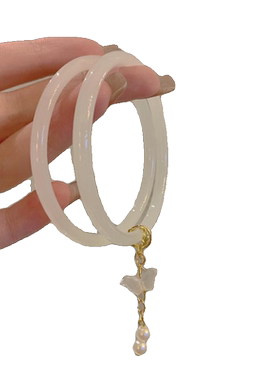 白茶一步一响仿玉髓叮当镯气质温柔超仙小众手镯玻璃蝴蝶手工朱砂