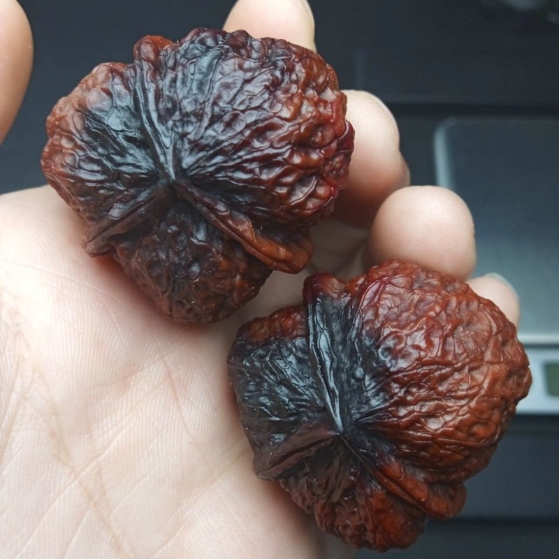 云铁文玩核桃【七彩三棱】文玩手把件蛤蟆头金蟾疙瘩包自然落地果