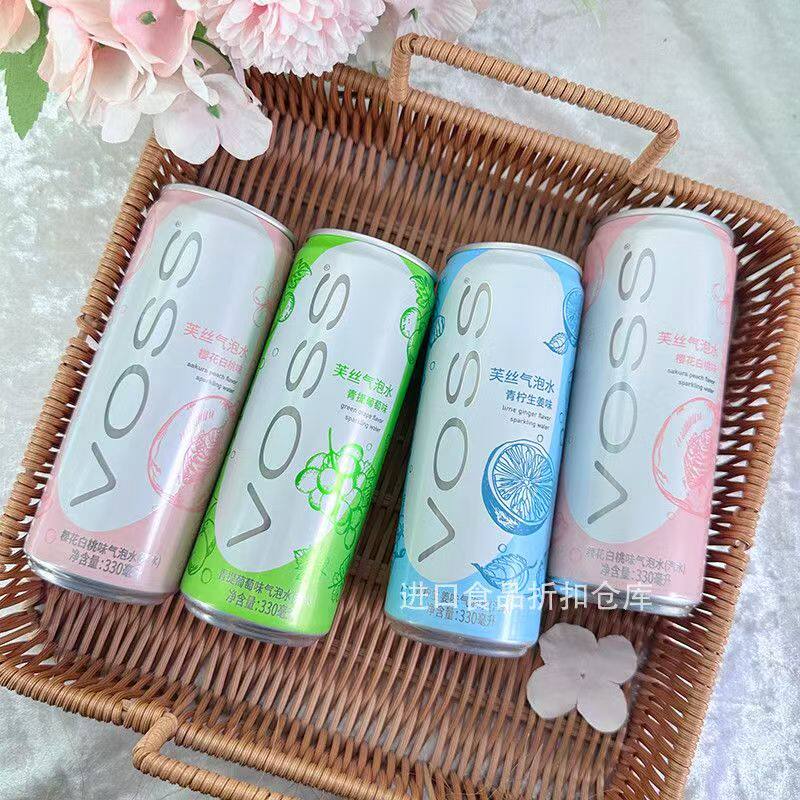 VOSS芙丝330ml*0糖0卡0碳水青提葡萄樱花白桃气泡水罐装青柠生姜