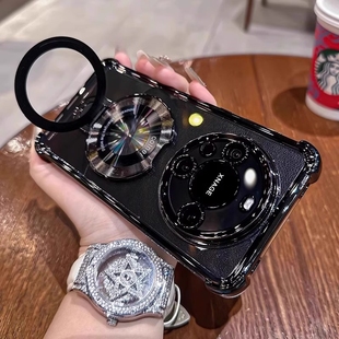 适用于华为mate70pro 手机壳磁吸支架电镀四角气囊mate60带镜头膜mate50硅胶全包40p透明高级简约防摔保护壳