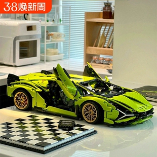 兼容乐高兰博积木基尼跑车模型汽车机械组赛车男孩拼装玩具布加迪