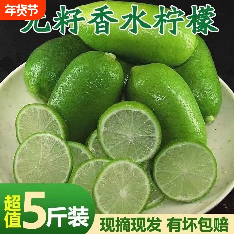 海南无籽香水青柠檬新鲜10斤子弹头当季水果薄皮小青柠奶茶店鲜果