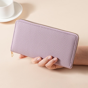 长款钱包女款简约大容量拉链现金钱夹男薄款多功能可放手拿包