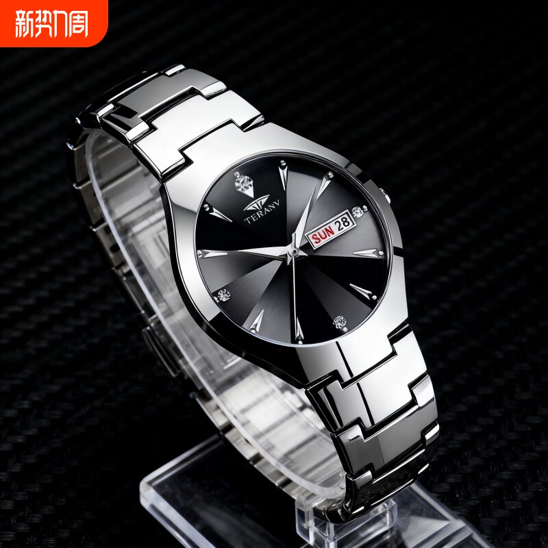 镂空男士手表男正品名牌全自动非机械表钢带男款商务防水石英腕表