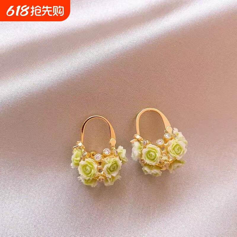多巴胺花篮耳扣耳环女2026新款耳钉轻奢高级感耳饰巨好看独特漂亮