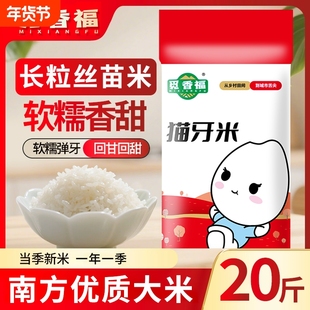 20斤大米猫牙米丝苗米农家自种新米长粒香10斤家用晚稻当季觅香