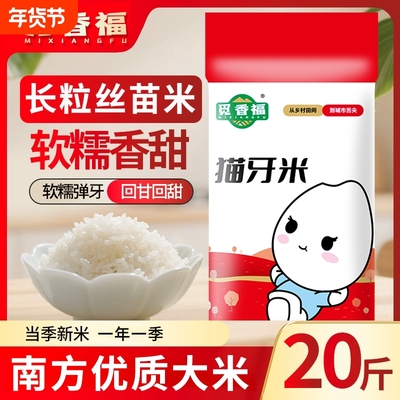 20斤大米猫牙米丝苗米农家自种新米长粒香10斤家用晚稻当季觅香