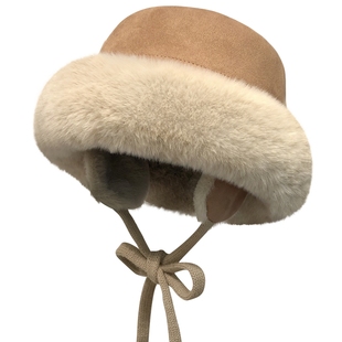 加厚防寒雷锋帽女冬季 加绒保暖棉帽电动车护耳毛绒渔夫帽骑车防风