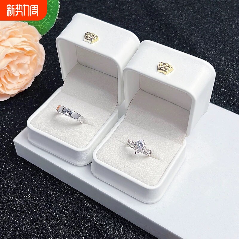 仿真莫桑石钻戒结婚对戒情侣一对求婚婚礼假钻戒道具戒指一克拉