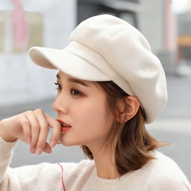 秋冬季网红毛呢帽子女新款冬天画家帽韩版百搭八角帽贝雷帽可折叠