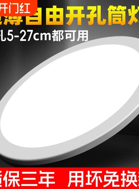 自由开孔面板灯超薄可调筒灯6w9w15w21w3寸4寸6寸圆形嵌入式孔灯
