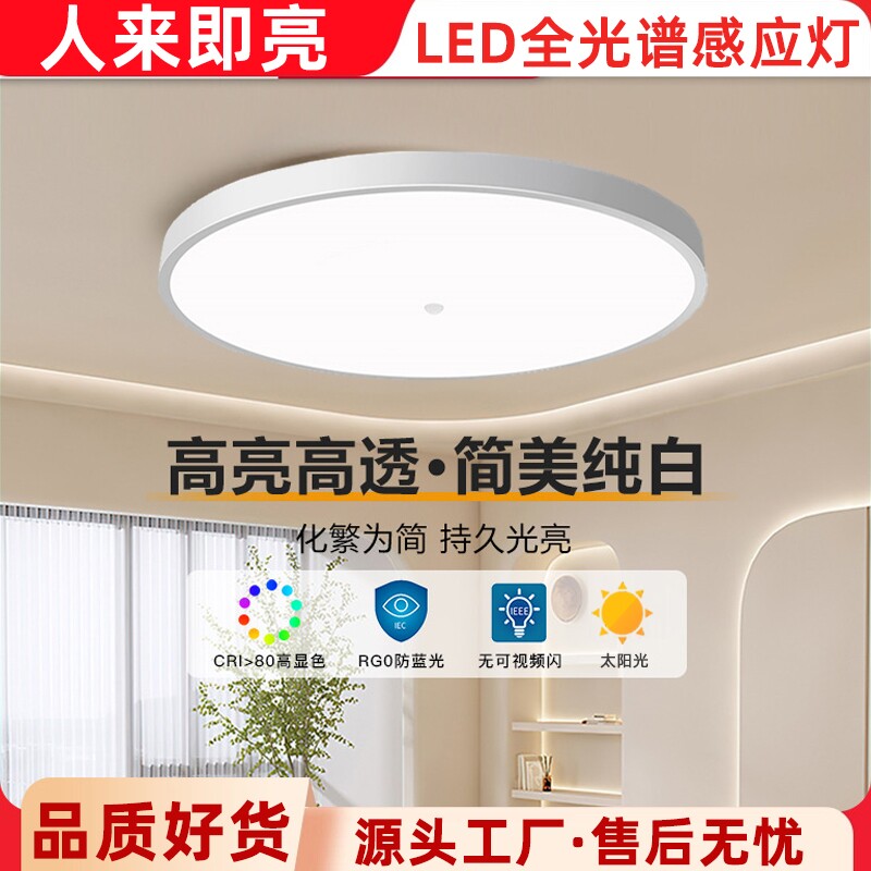 超薄三防感应吸顶灯人体雷达感应灯楼梯入户走廊过道灯声控入户灯