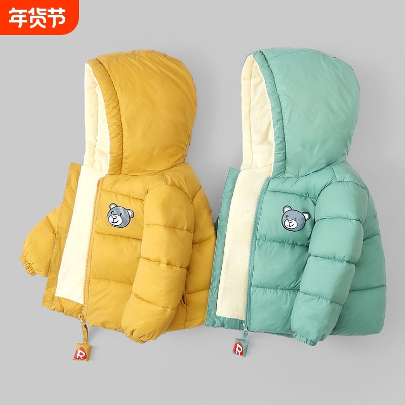 儿童羽绒棉服加绒加厚婴幼儿袖子冬季保暖外套男女童Y028红色蓝色,童装/婴儿装/亲子装,棉袄/棉服,淘宝优惠券,粉丝福利购,淘宝优惠卷