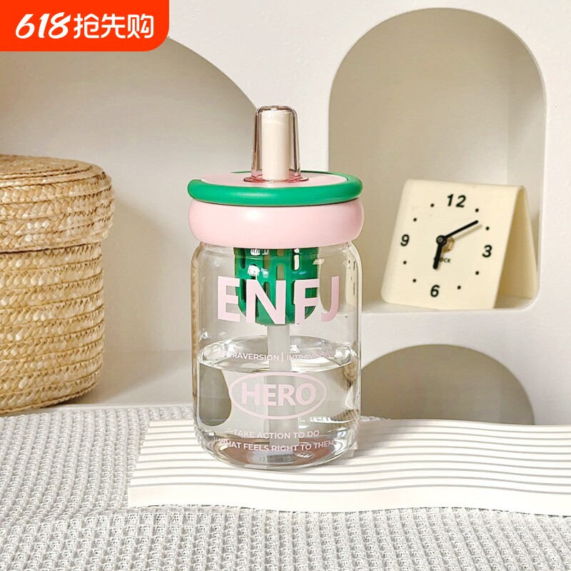 2026新款玻璃杯高颜值吸管杯泡茶耐高温学生便携滤网水杯高硼硅