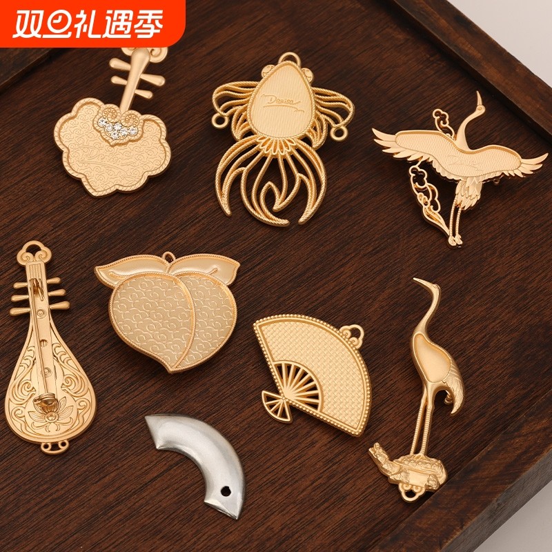 非遗手工宋锦刺绣包布胸针空底托复古民国风饰品胸花暖场团建活动