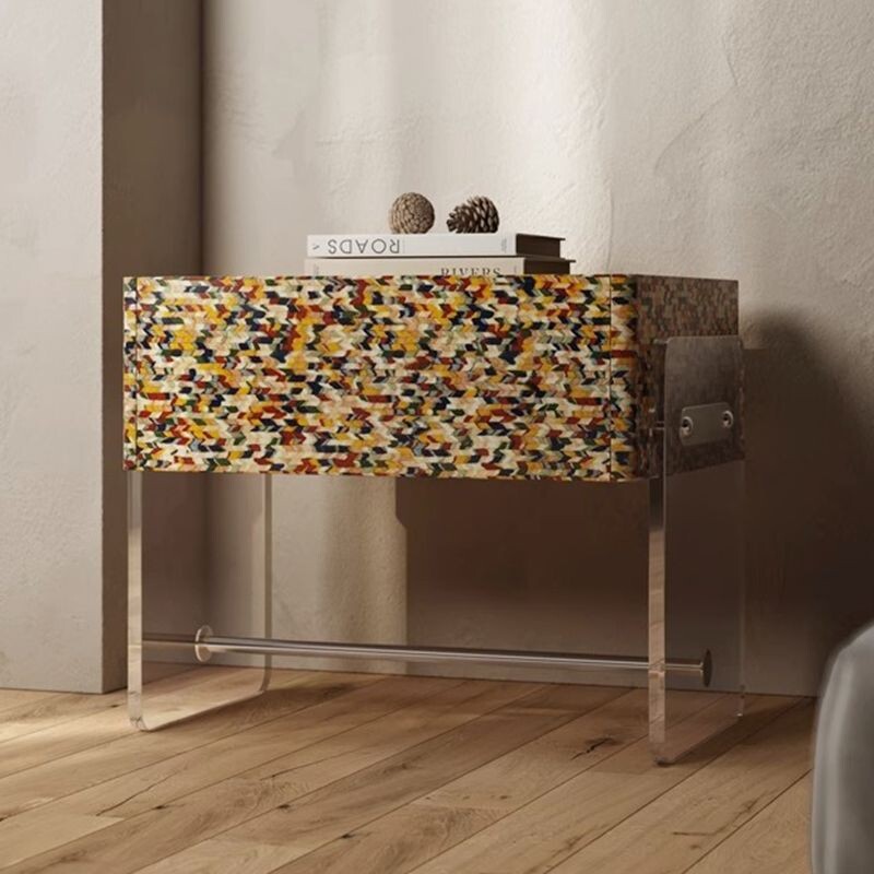 c床头柜轻奢简约现代高级艺术感亚克力收纳柜创意床边置物柜边柜