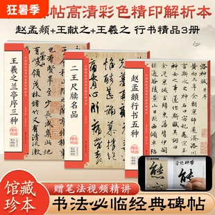 毛笔书法临摹字帖赵孟頫行书兰亭序怀仁集王羲之圣教序墨迹本米芾苏轼赤壁赋尺牍洛神赋千字文原帖碑帖入门视频教程精讲技法结构