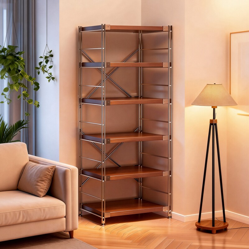 客厅中古风货架家用阳台厨房落地光轴置物架陈列架扫地机承重组装