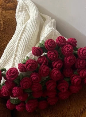 毛毯花束diy材料包玫瑰花朵毯子自制礼物钩织毛线钩花编织手织