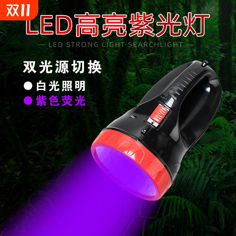 照蝎子大功率led充电紫光手提探照灯荧光剂检测灯10紫光灯+5白光