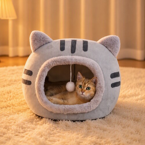 猫咪冬季保暖猫窝四季通用保暖窝半封闭式宠物窝垫加厚可拆洗防寒