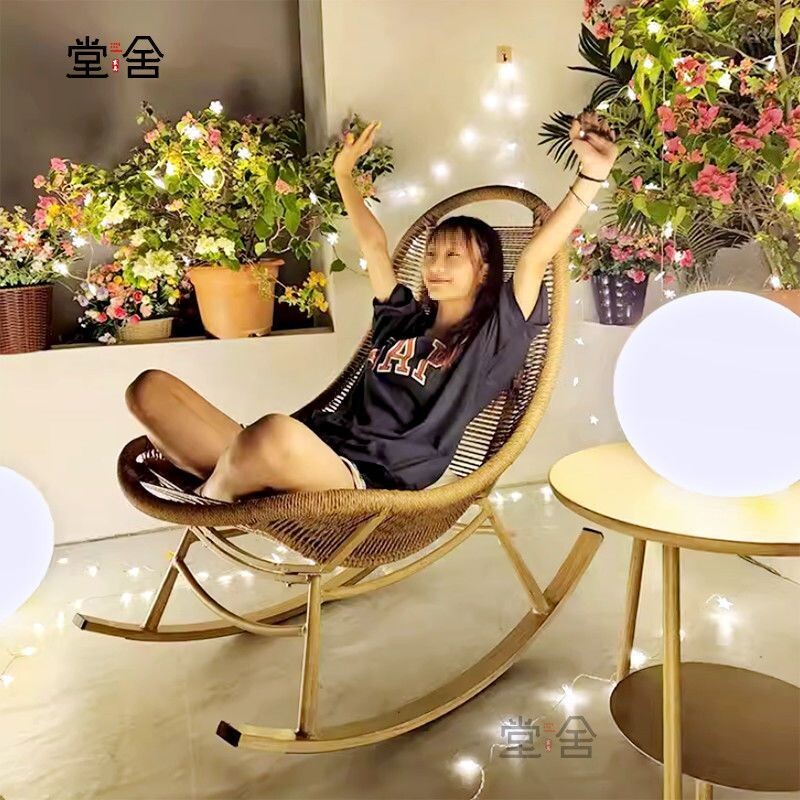 摇椅躺椅大人庭院花园沙发椅懒人网红休闲阳台户外藤椅椅子可躺