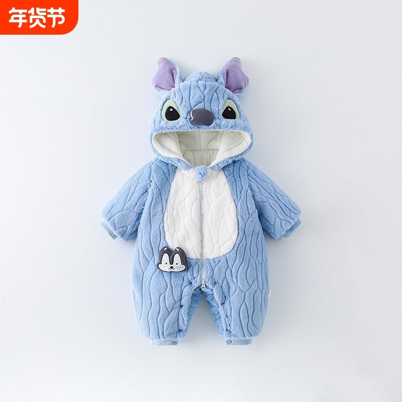 婴儿衣服冬季宝宝加厚连体衣可爱洋气爬爬服外出夹棉棉衣冬季加厚
