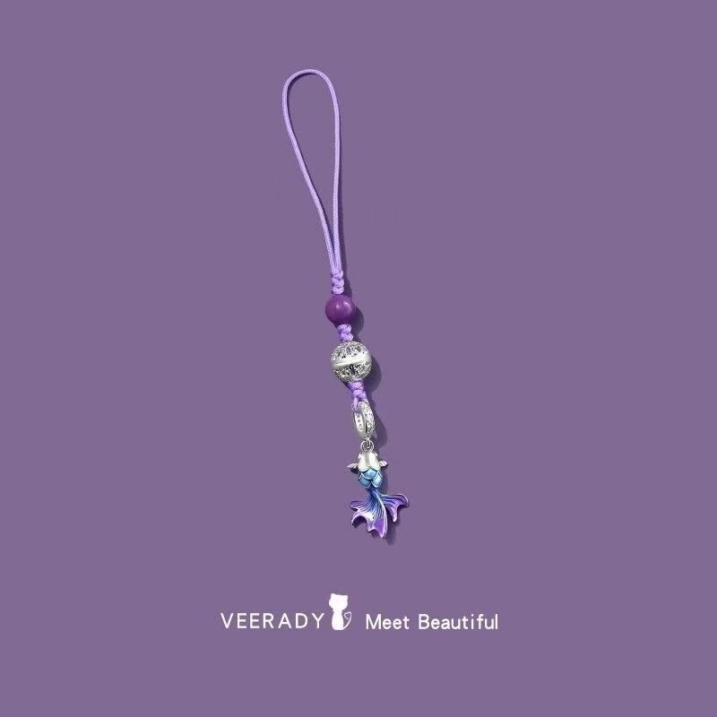 紫气东来锦鲤挂件挂饰手机链上岸古风创意吊坠可爱紫色编织绳挂件