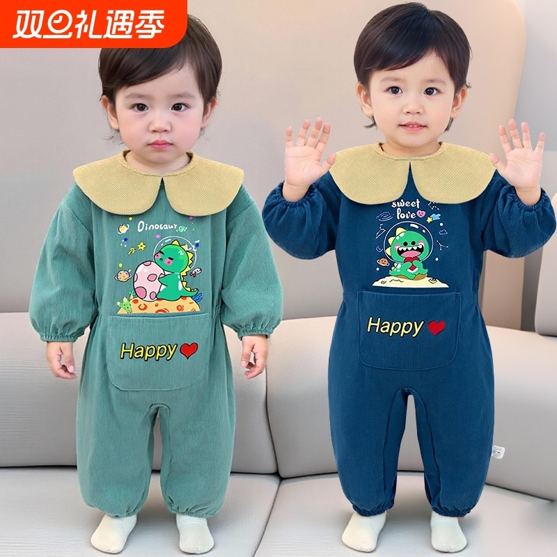 宝宝连体罩衣爬爬服婴幼儿秋冬爬行服儿童外穿玩耍户外防脏包屁衣