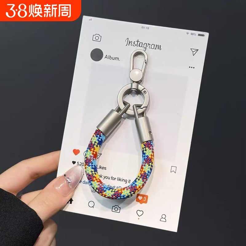 小众高级手机壳挂绳短款手指手提绳挂件链通用保护壳车钥匙扣耳机套迷你小挂饰男女户外结实耐用防丢