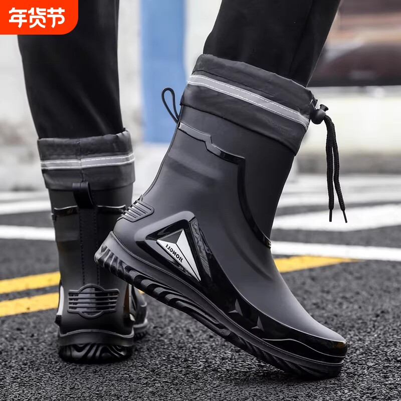 雨鞋男款防滑耐磨男士工作防水时尚中筒水鞋新款轻便胶鞋秋冬季