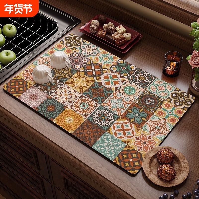 高端垫子厨房沥水垫台面硅藻泥吸水干燥垫防滑免洗速干防水大尺寸,居家布艺,家用脚垫,淘宝优惠券,粉丝福利购,淘宝优惠卷
