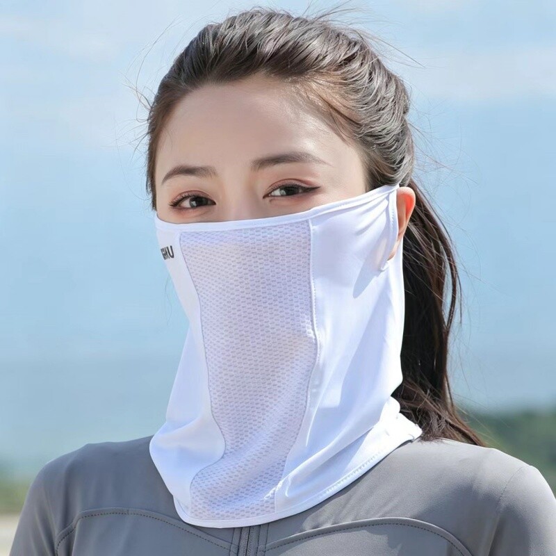 骑车冰丝防晒面罩夏季男防风围脖头套户外骑行面巾透气口罩面纱罩