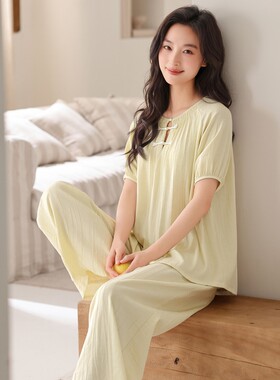 国风短袖长裤家居服套装