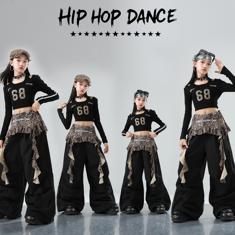 爵士舞服装女童潮酷时髦jazz套装儿童T台走秀潮服女团舞蹈演出服